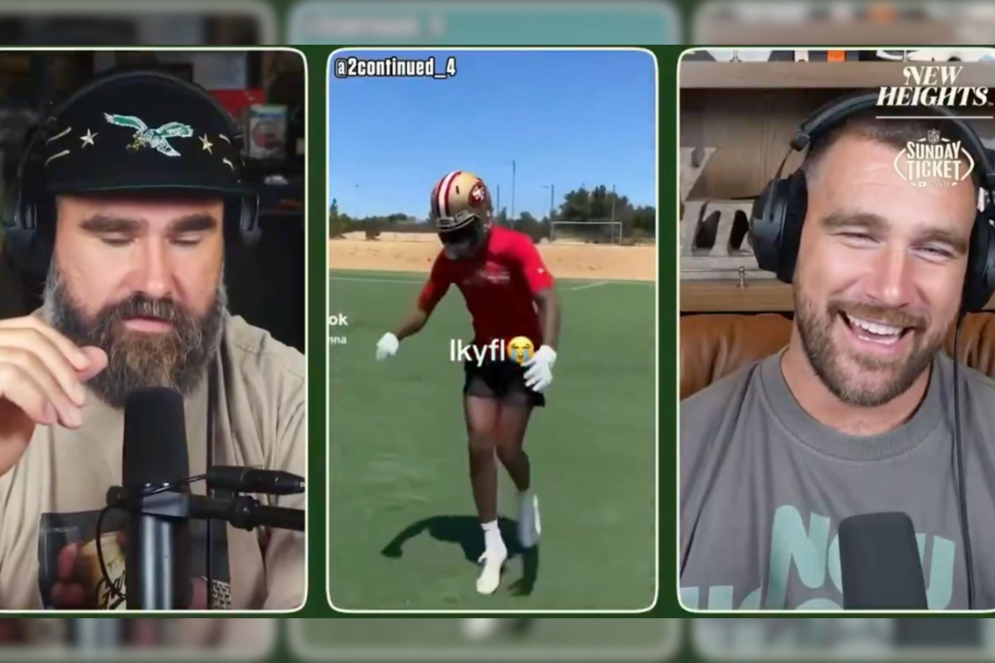 Travis and Jason Kelce watch Daejon Love’s fake 49ers life collapse one ...