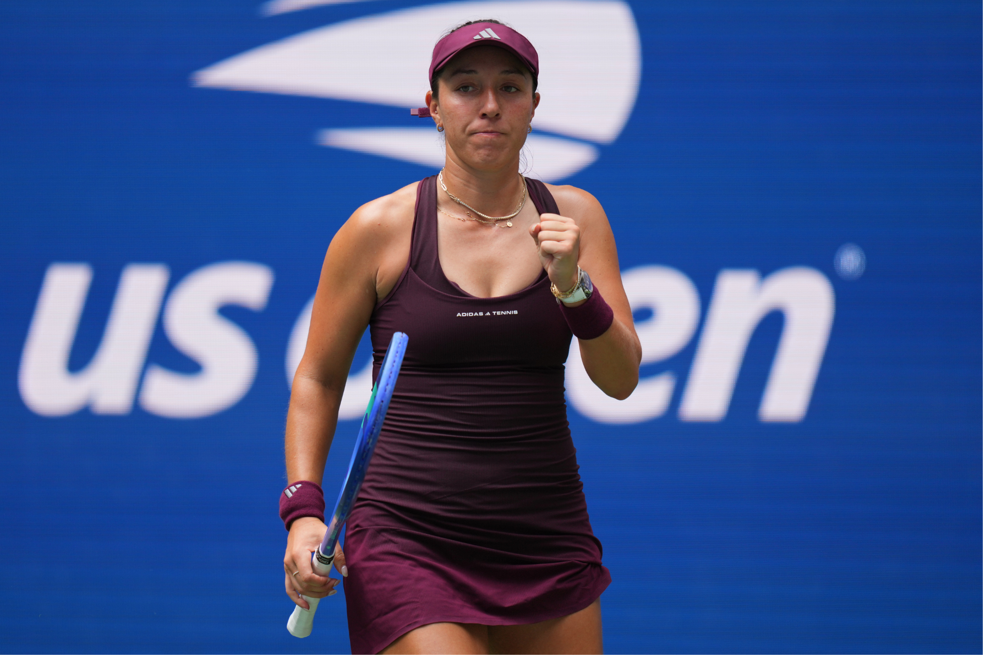 Jessica Pegula celebrates after winning a point during the 2026 U.S. Open.