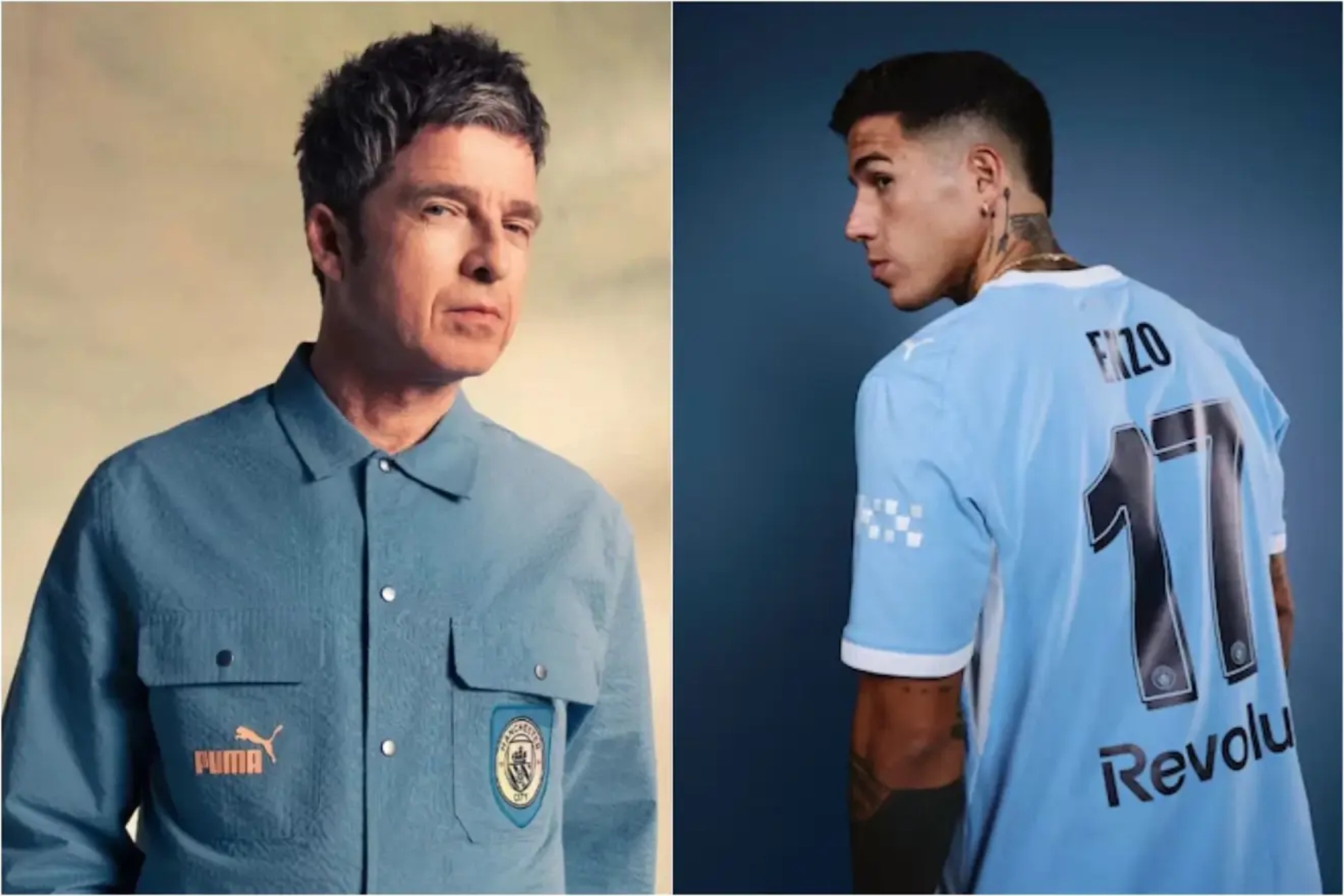 Noel Gallagher and Enzo Fernández. Manchester City