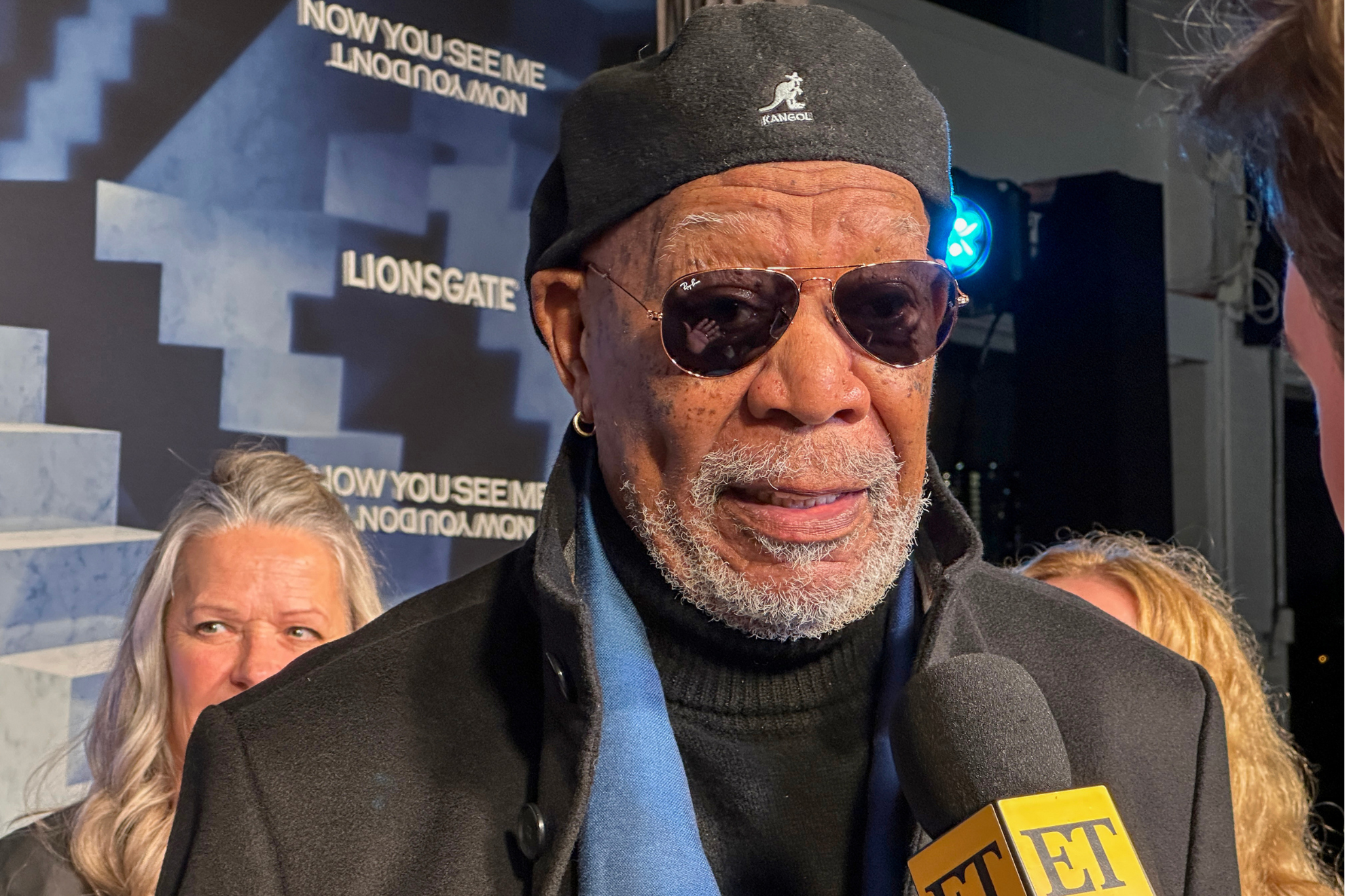 Morgan Freeman speaks with the media at the premiere of "Now You See Me: Now You Don't" in New York