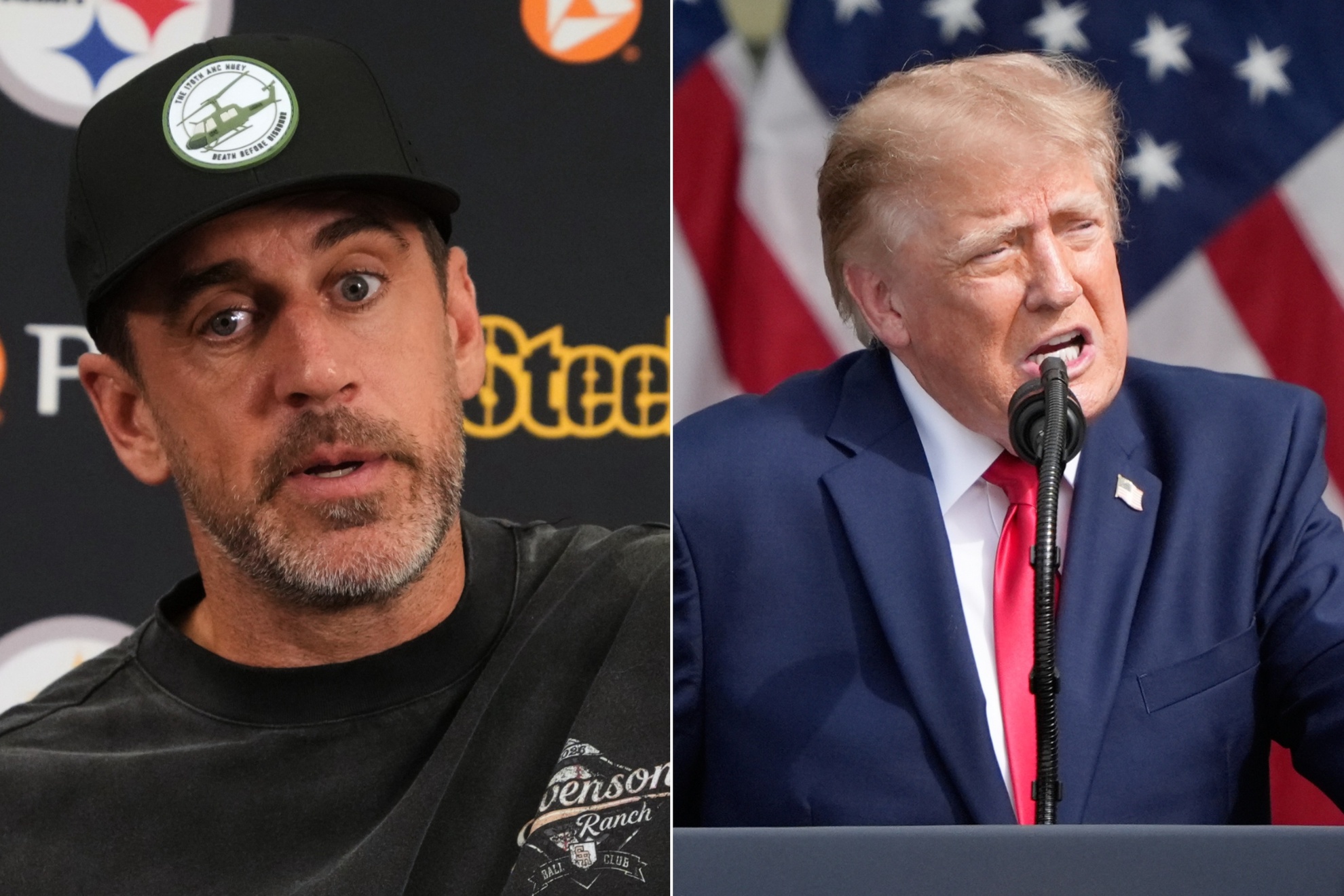 Aaron Rodgers and Donald Trump LAPRESSE