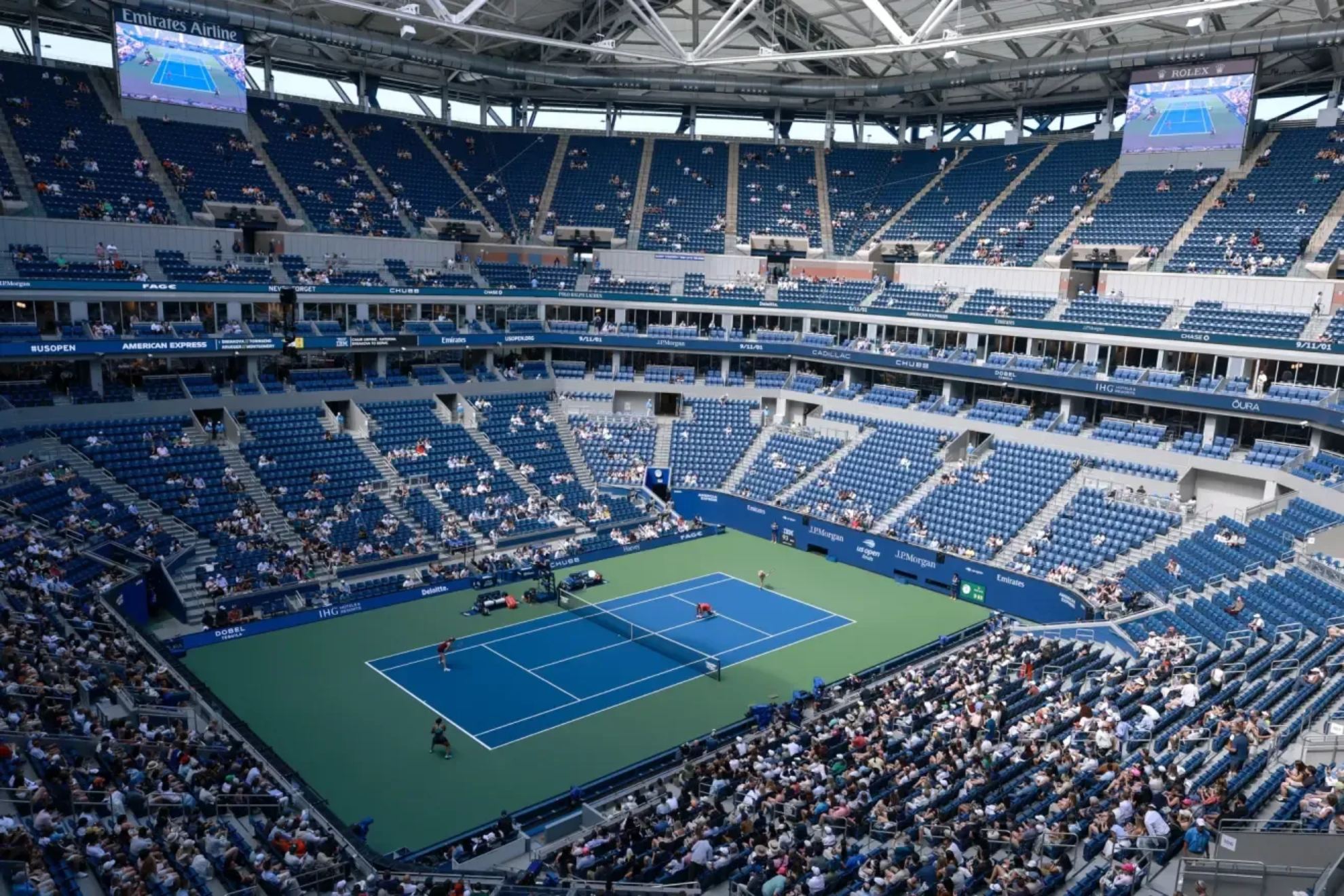 Arthur Ashe Stadium was practically empty.