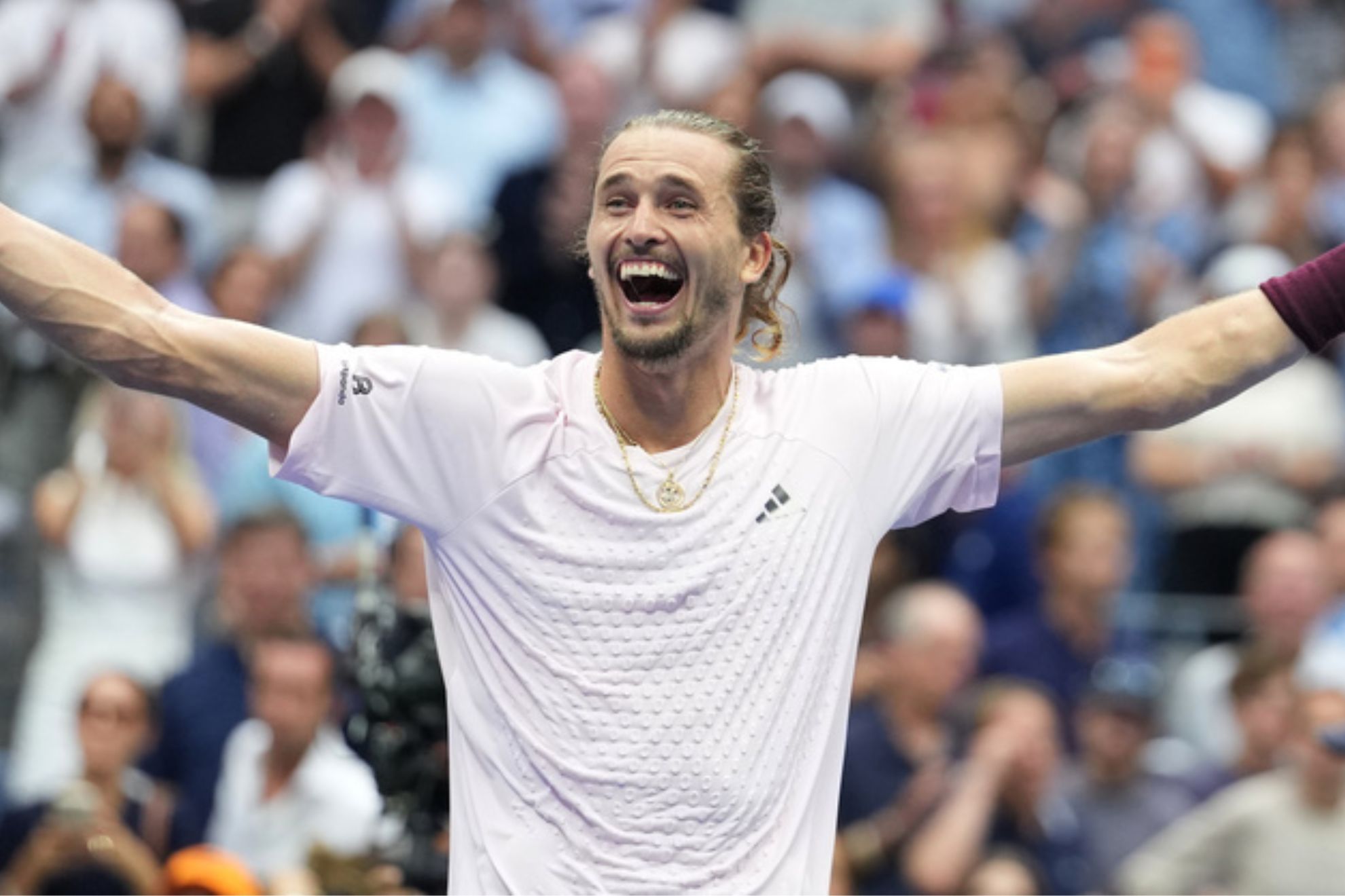 Alexander Zverev, of Germany, celebrates after he won the men's singles final of the U.S. Open