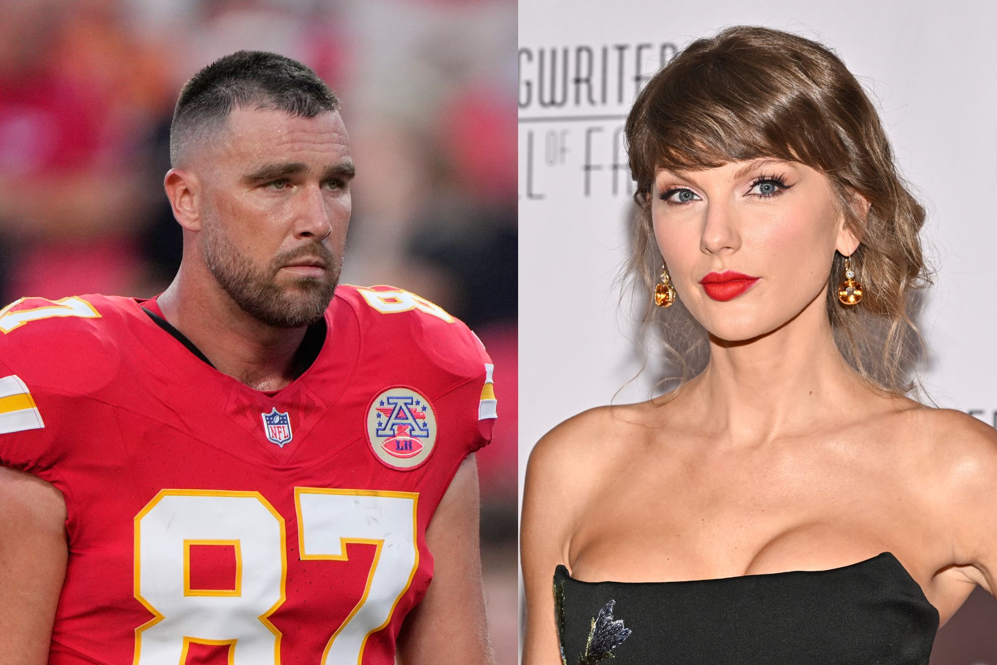 Travis Kelce and Taylor Swift AP
