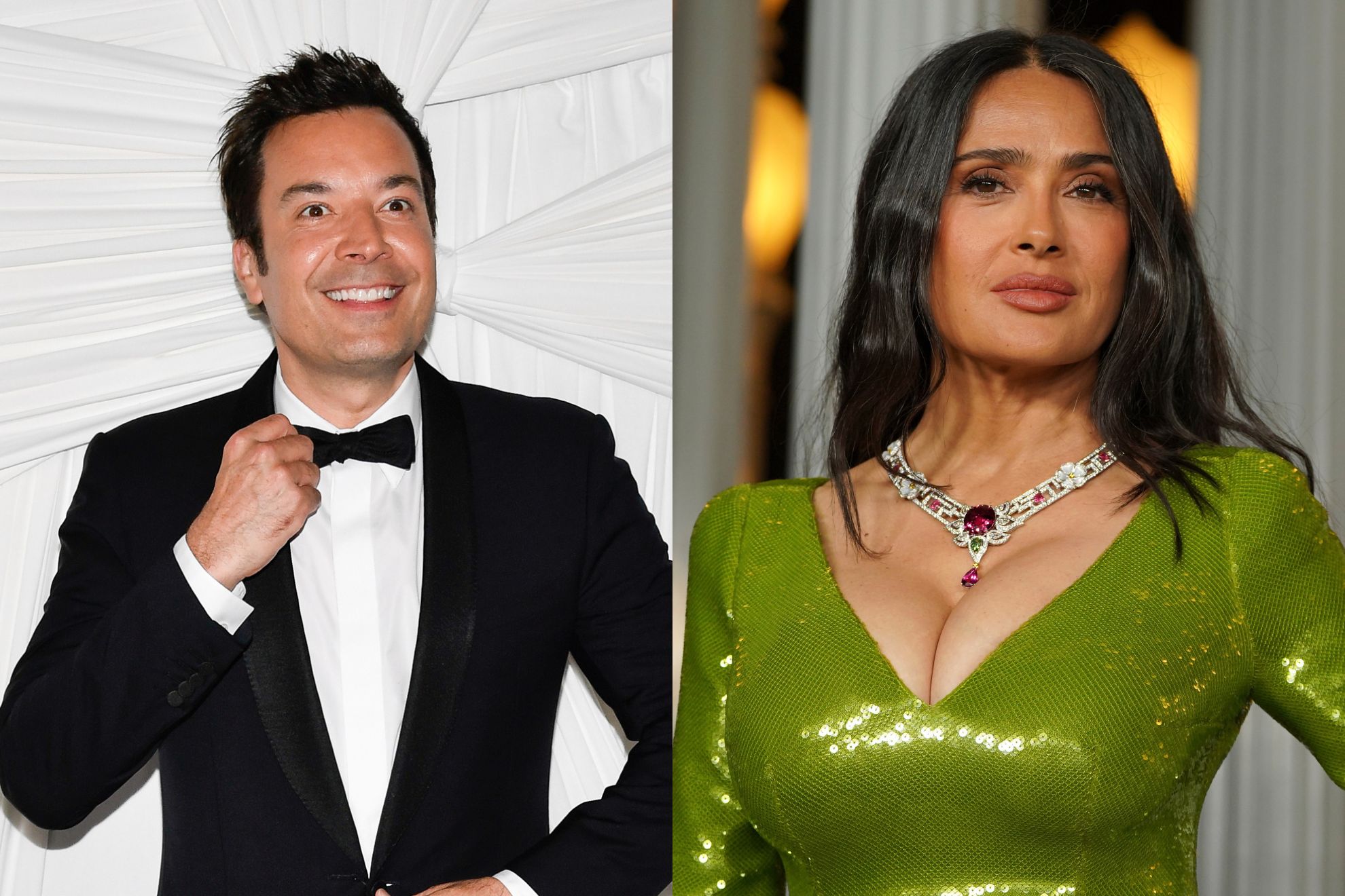 Salma Hayek and Jimmy Fallon AP