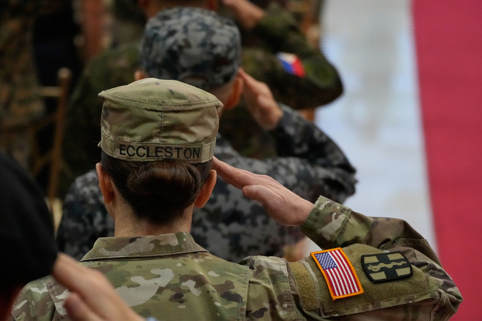 A U.S. trooper salutes