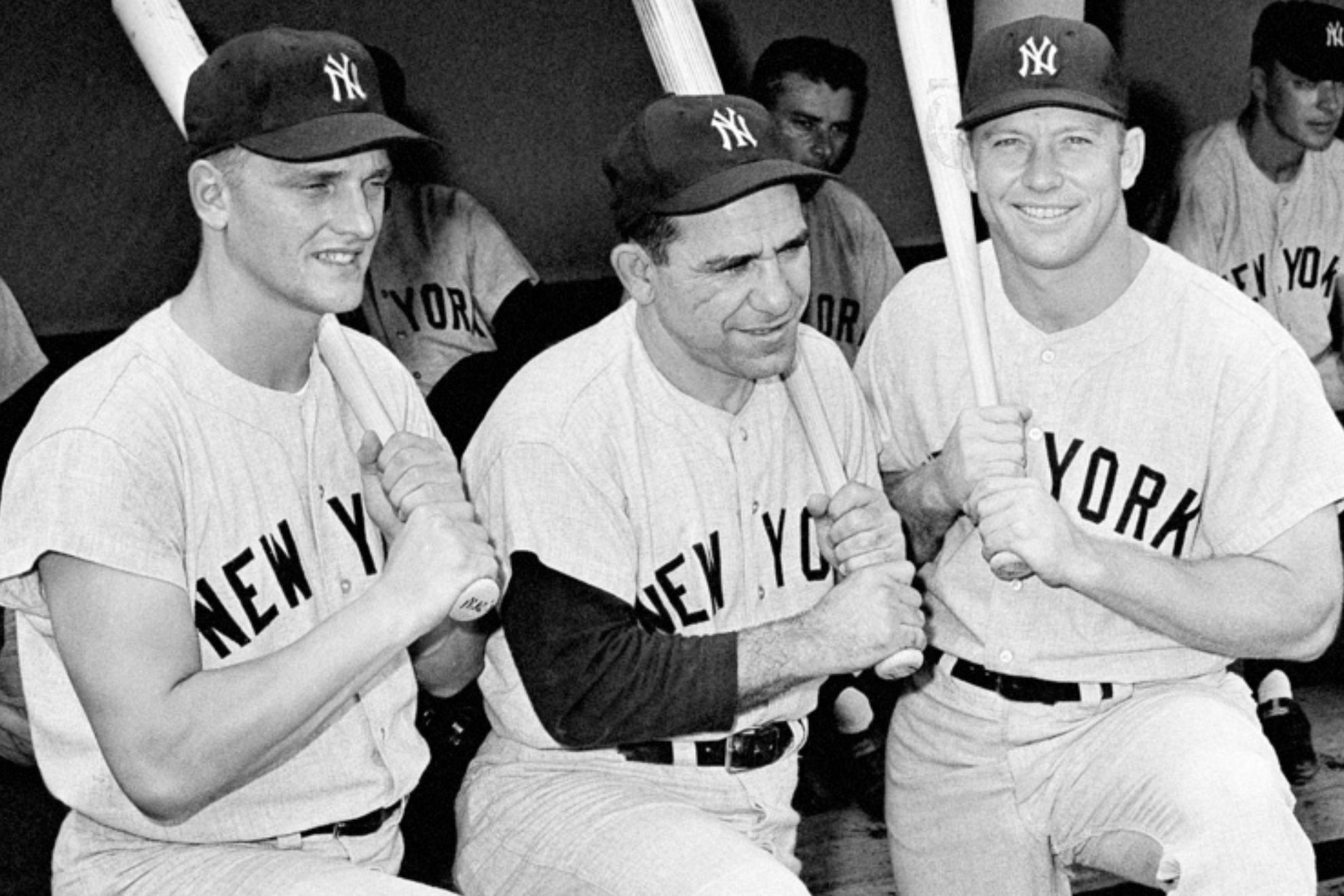 New York Yankees Roger Maris, Yogi Berra and Mickey Mantle