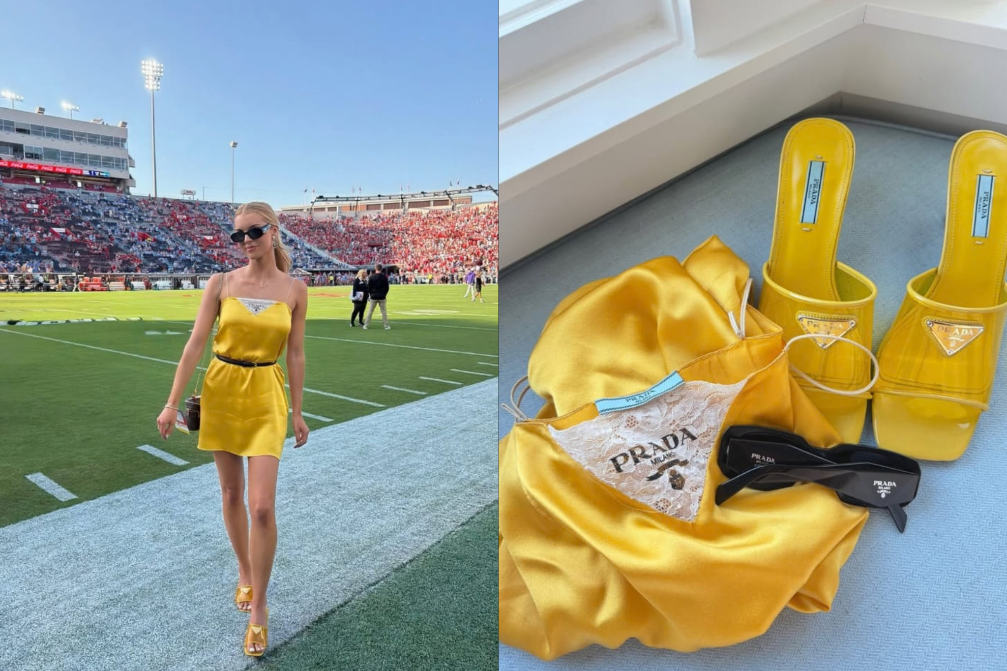 Lane Kiffin's daughter attended Vaught-Hemingway Stadium in a yellow look to support LSU during her father's return to Oxford. instagram@landrykiffin