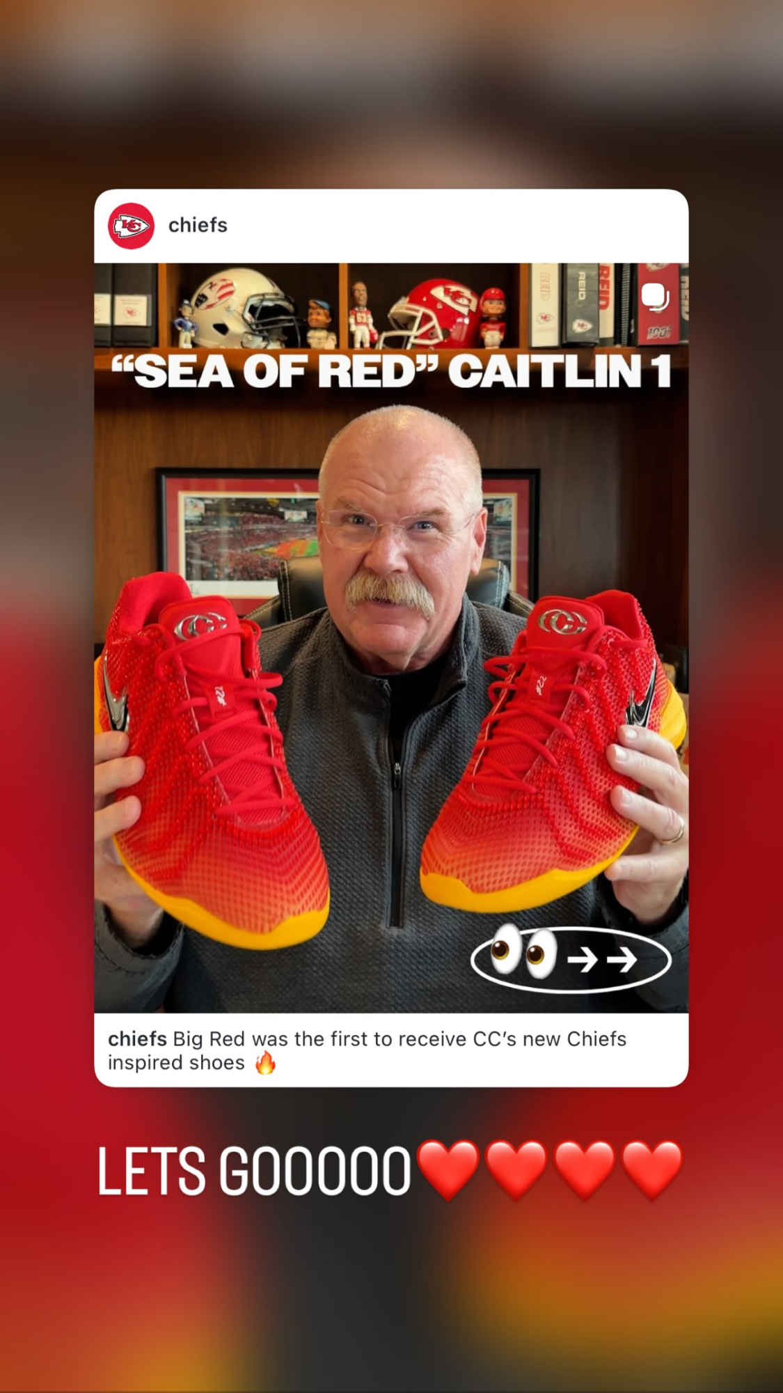 Caitlin Clark sends Andy Reid her unreleased ‘Sea of Red’ sneakers and ...