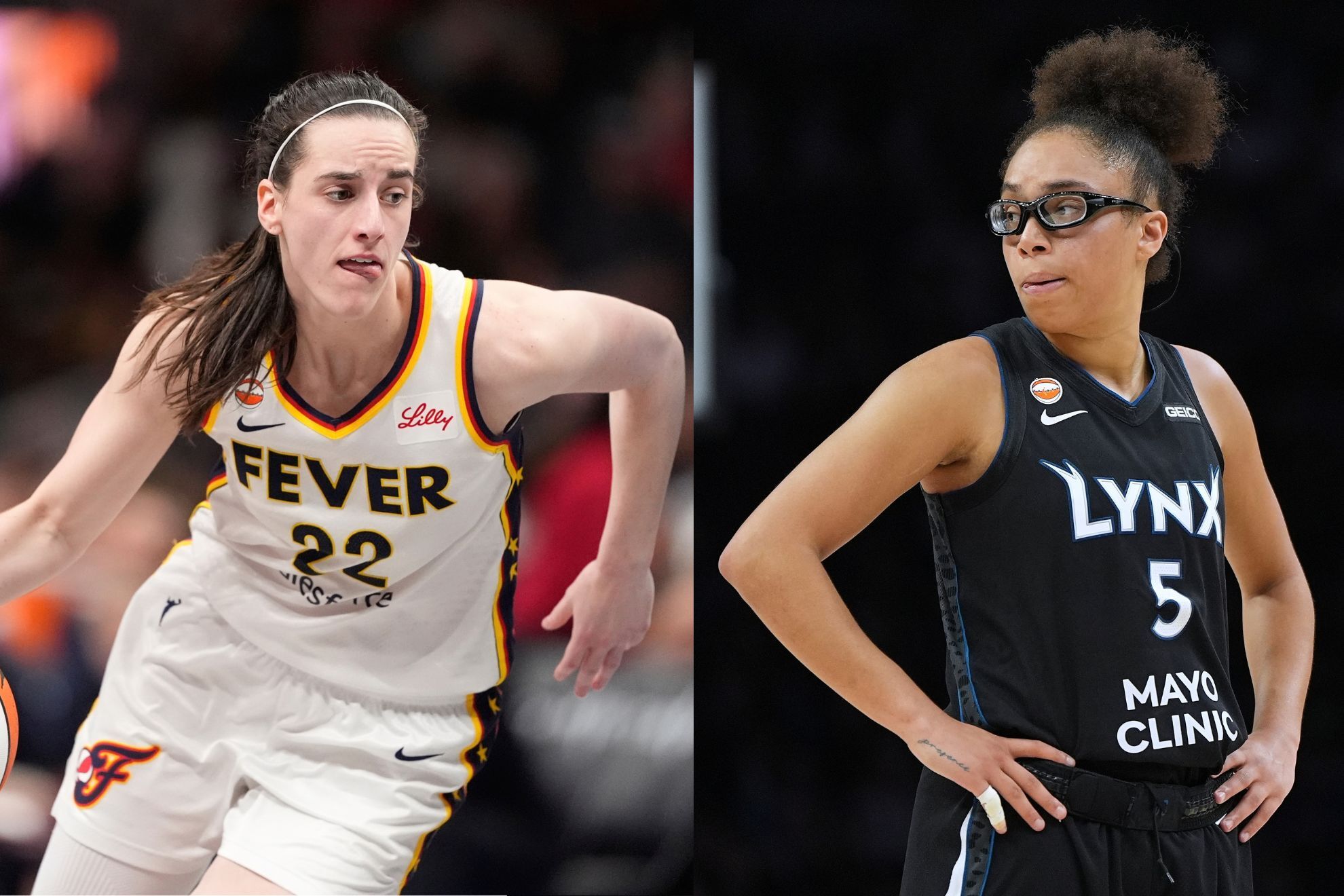 Caitlin Clark de Indiana Fever / Olivia Miles novata de las Minnesota Lynx