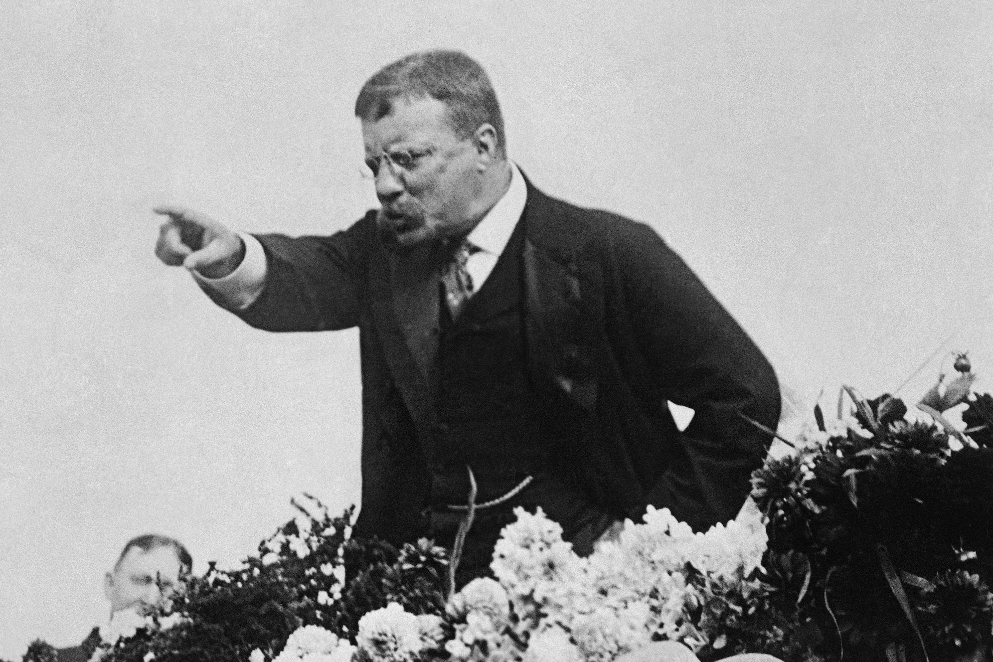 Theodore Roosevelt speaking when he stumped the country for William McKinley during the Presidential Campaign of 1900. Roosevelt was McKinley's running mate on the Republican ticket LAPRESSE