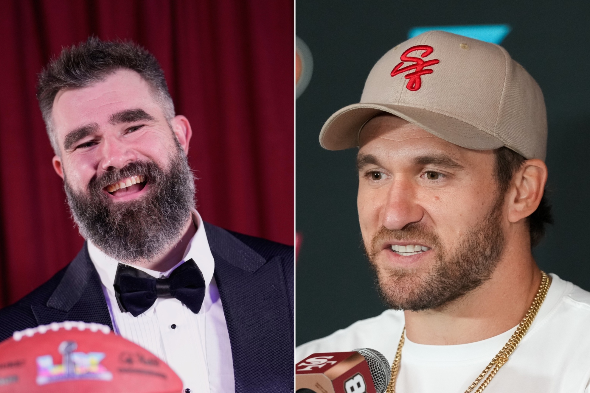 Jason Kelce and Kyle Juszczyk LAPRESSE
