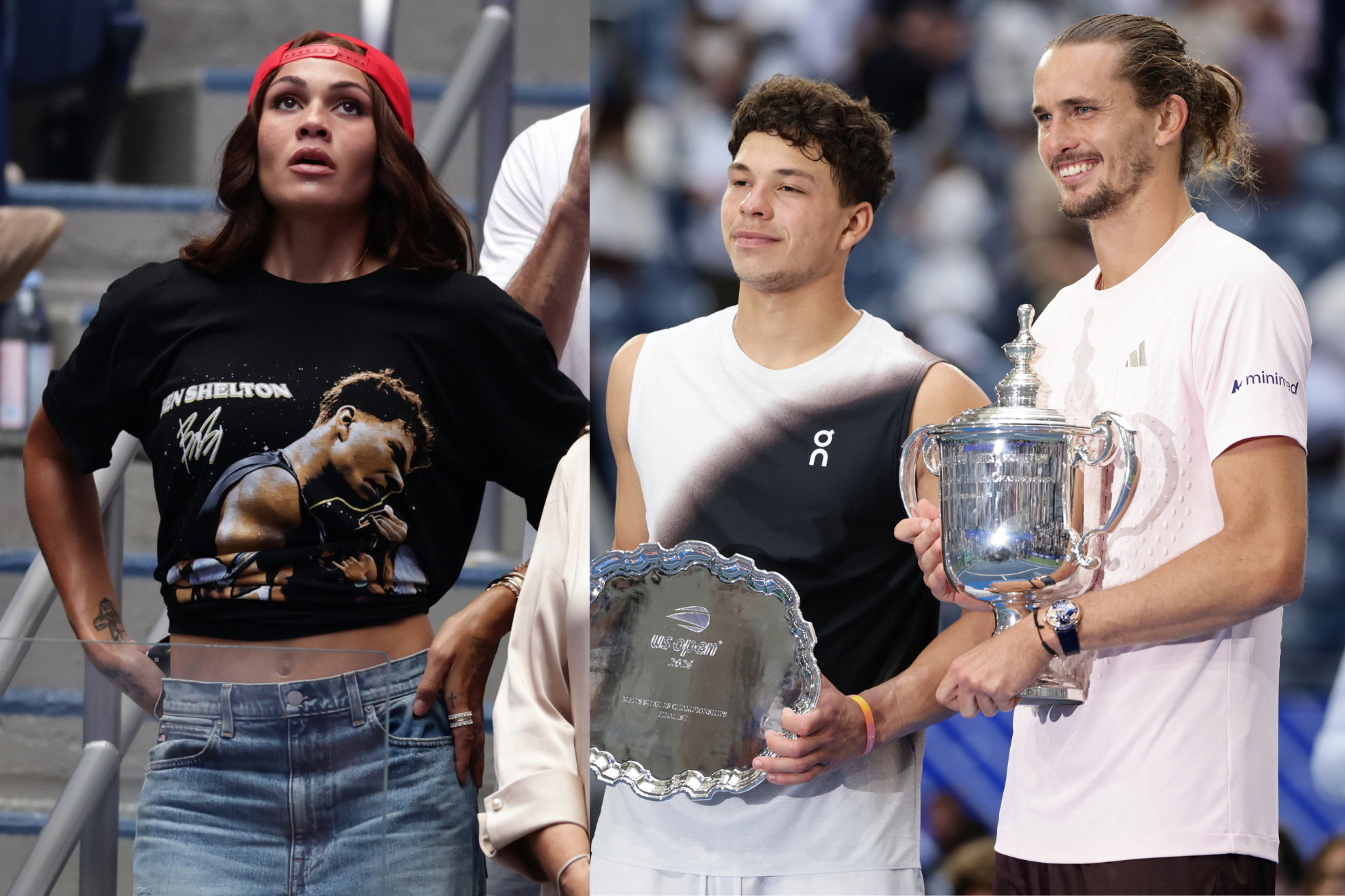 Trinity Rodman (left), Ben Shelton (center), and Alexander Zverev (right) at the 2026 US Open Final. LAPRESSE