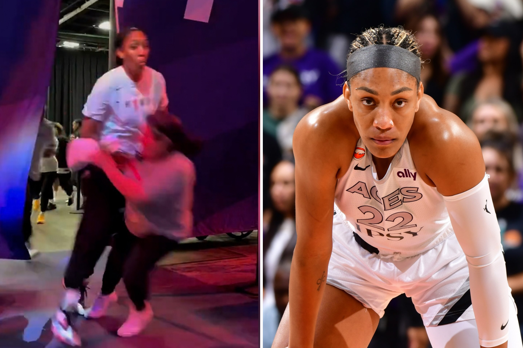 A’ja Wilson trucked a woman with full force leaving her flat on the floor