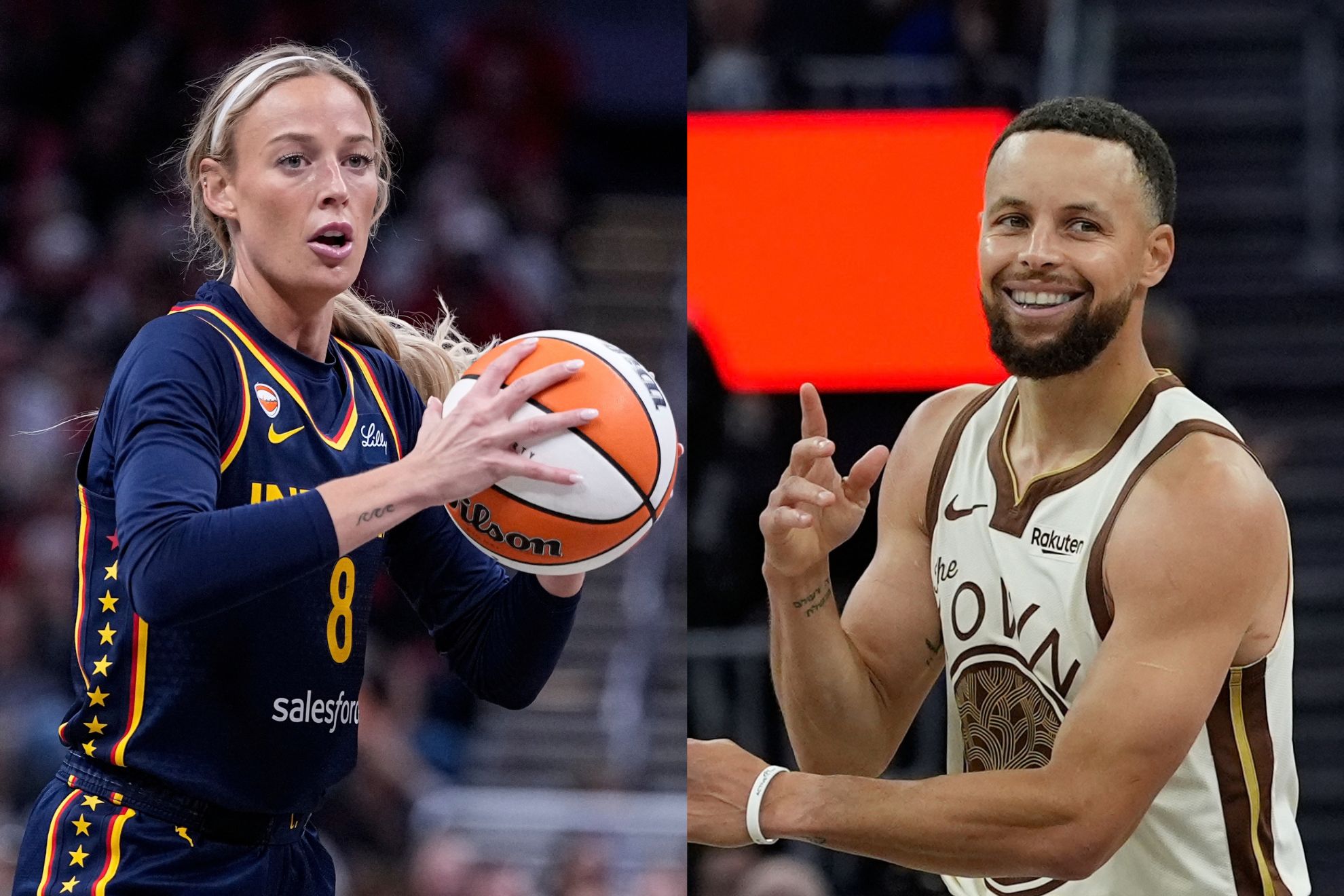Sophie Cunningham and Steph Curry AP