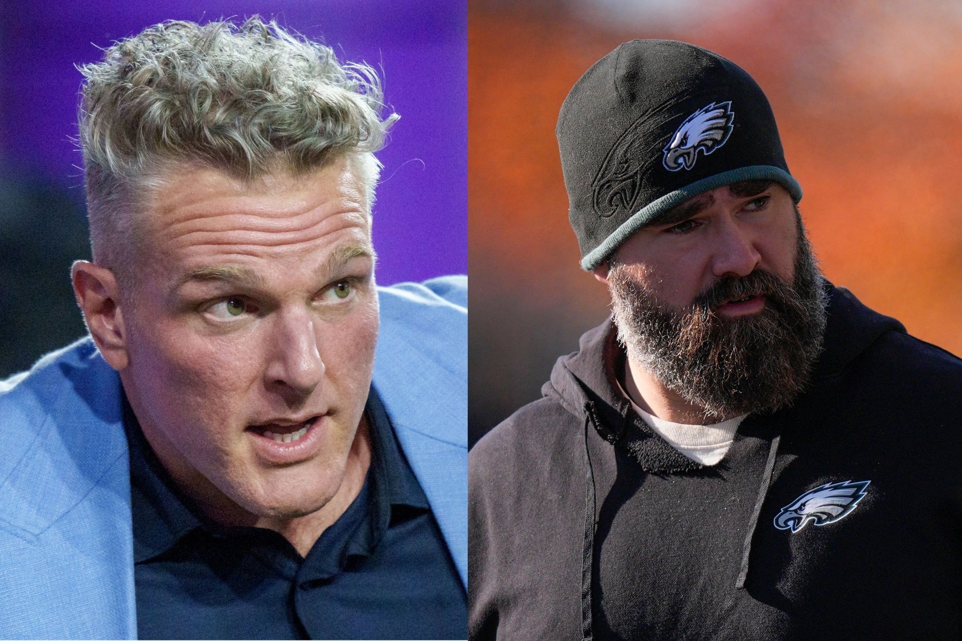 Jason Kelce and Pat McAfee AP