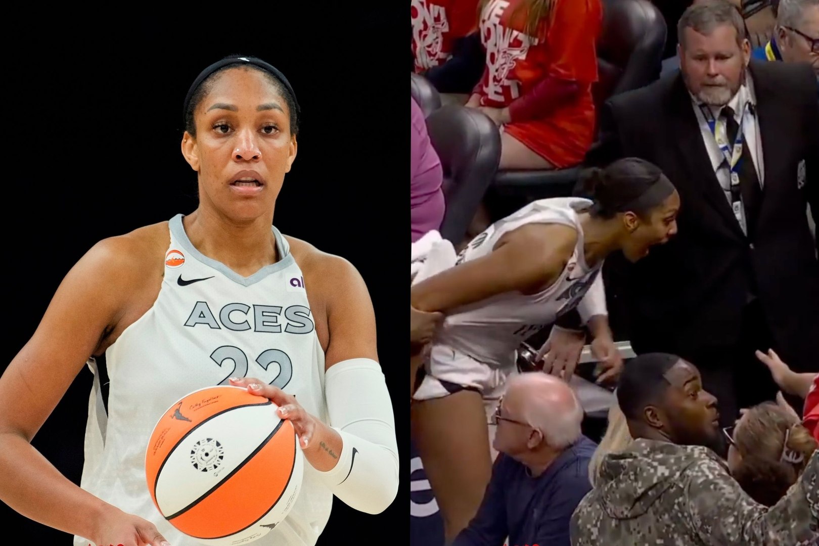 A new angle shows A’ja Wilson approaching a Fever fan