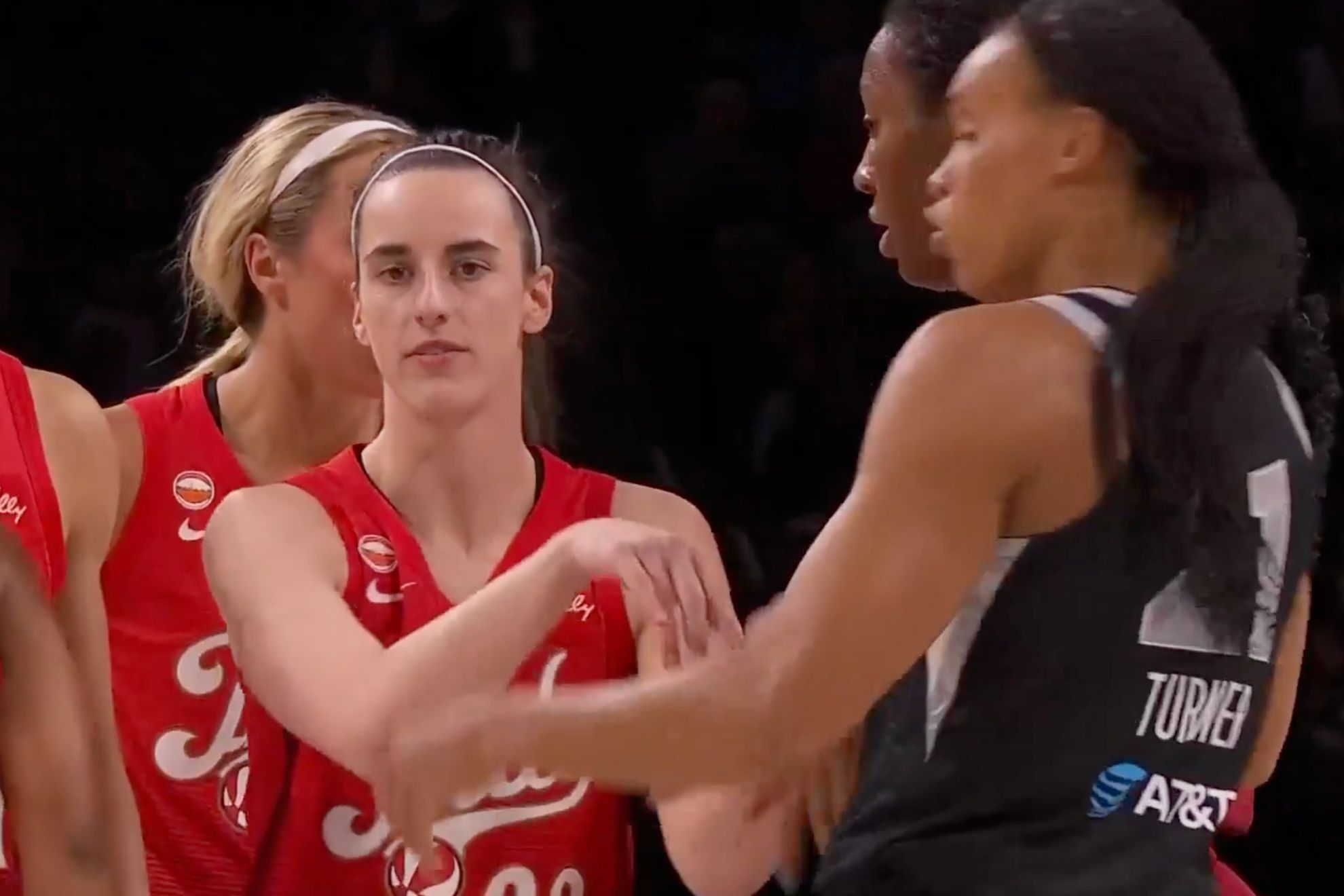 Tension flared just three minutes into Game 3, when Caitlin Clark shoved Brianna Turner