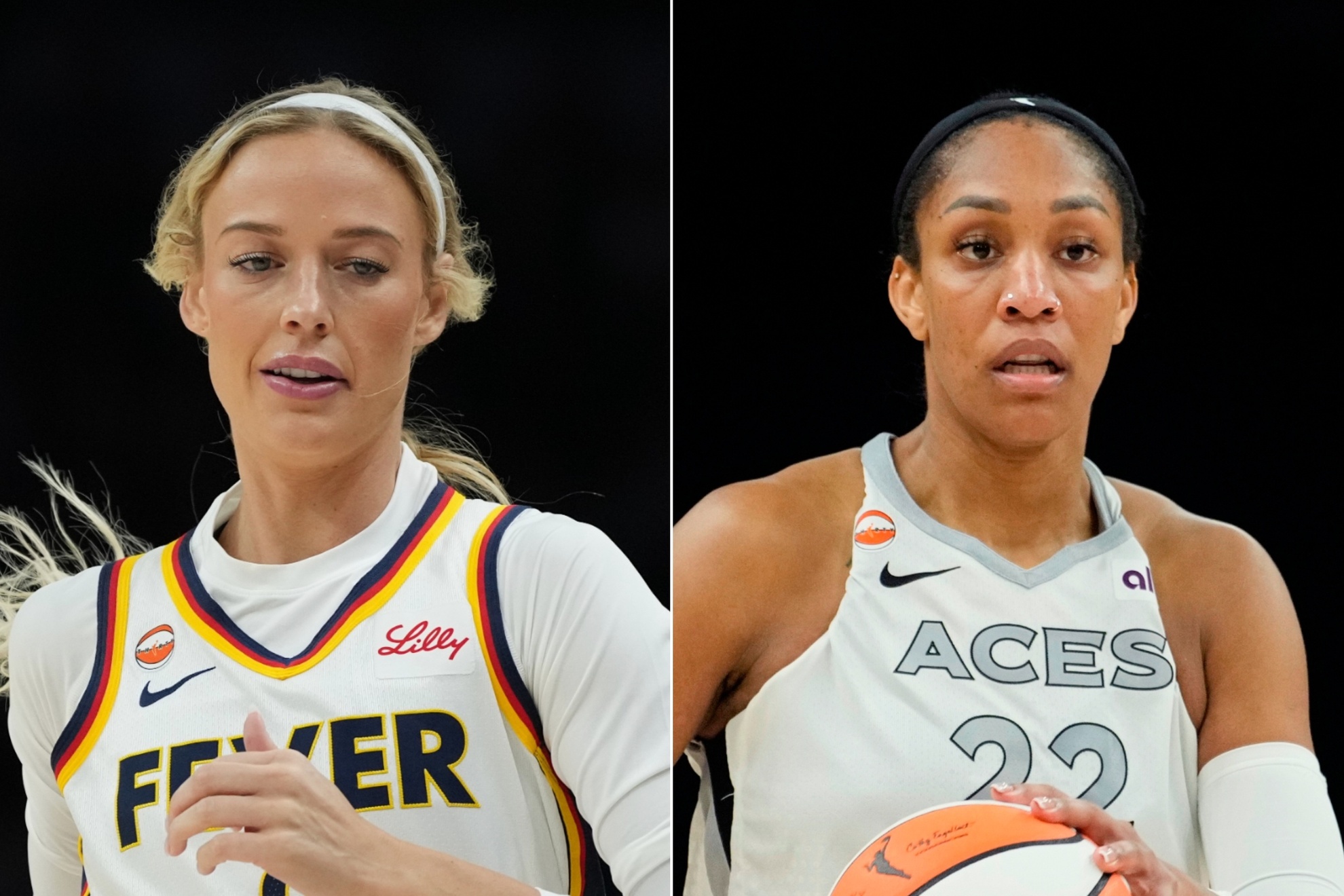 Sophie Cunningham and A'ja Wilson LAPRESSE