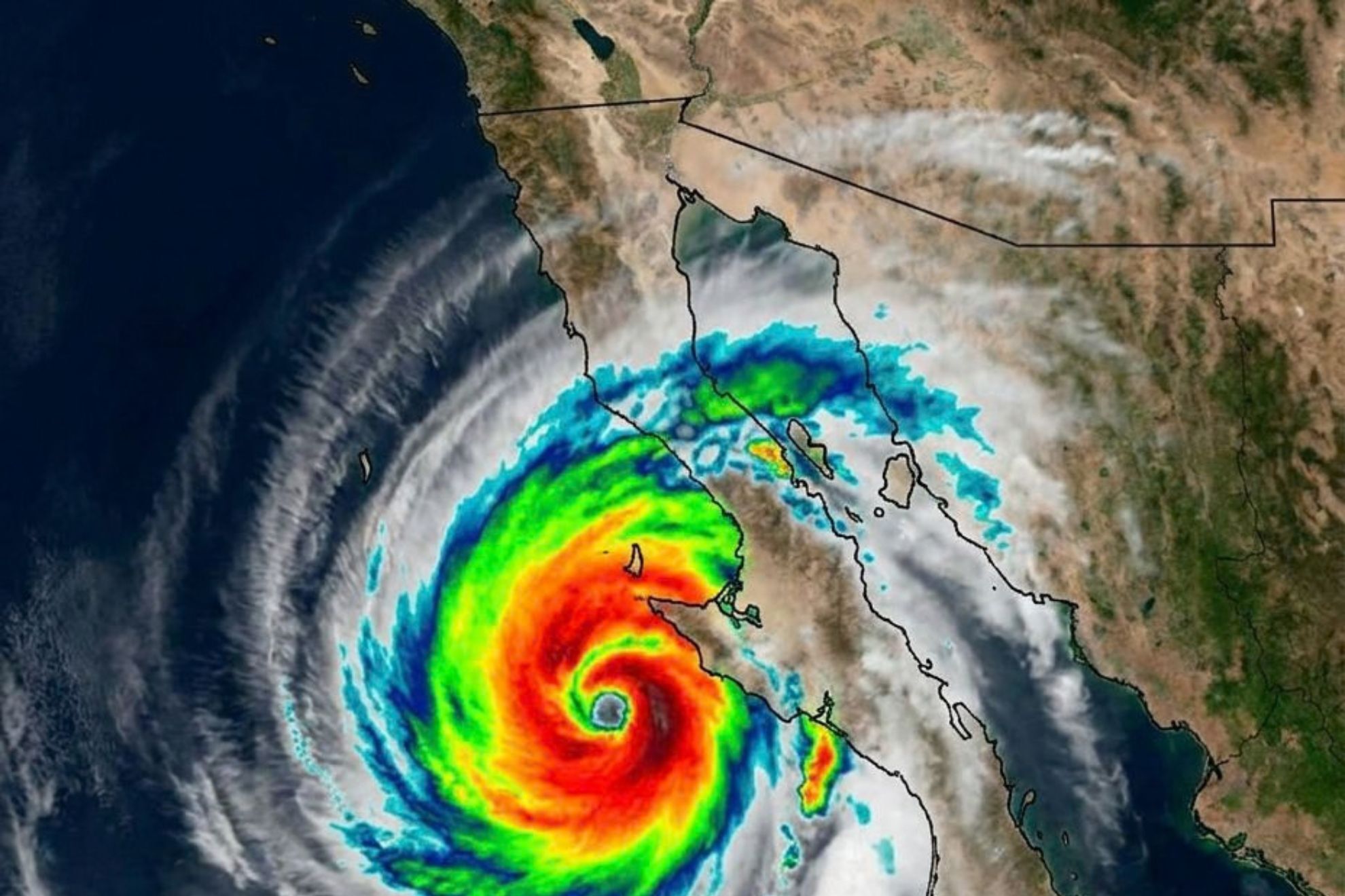Satellite view of a hurricane over the Pacific Ocean