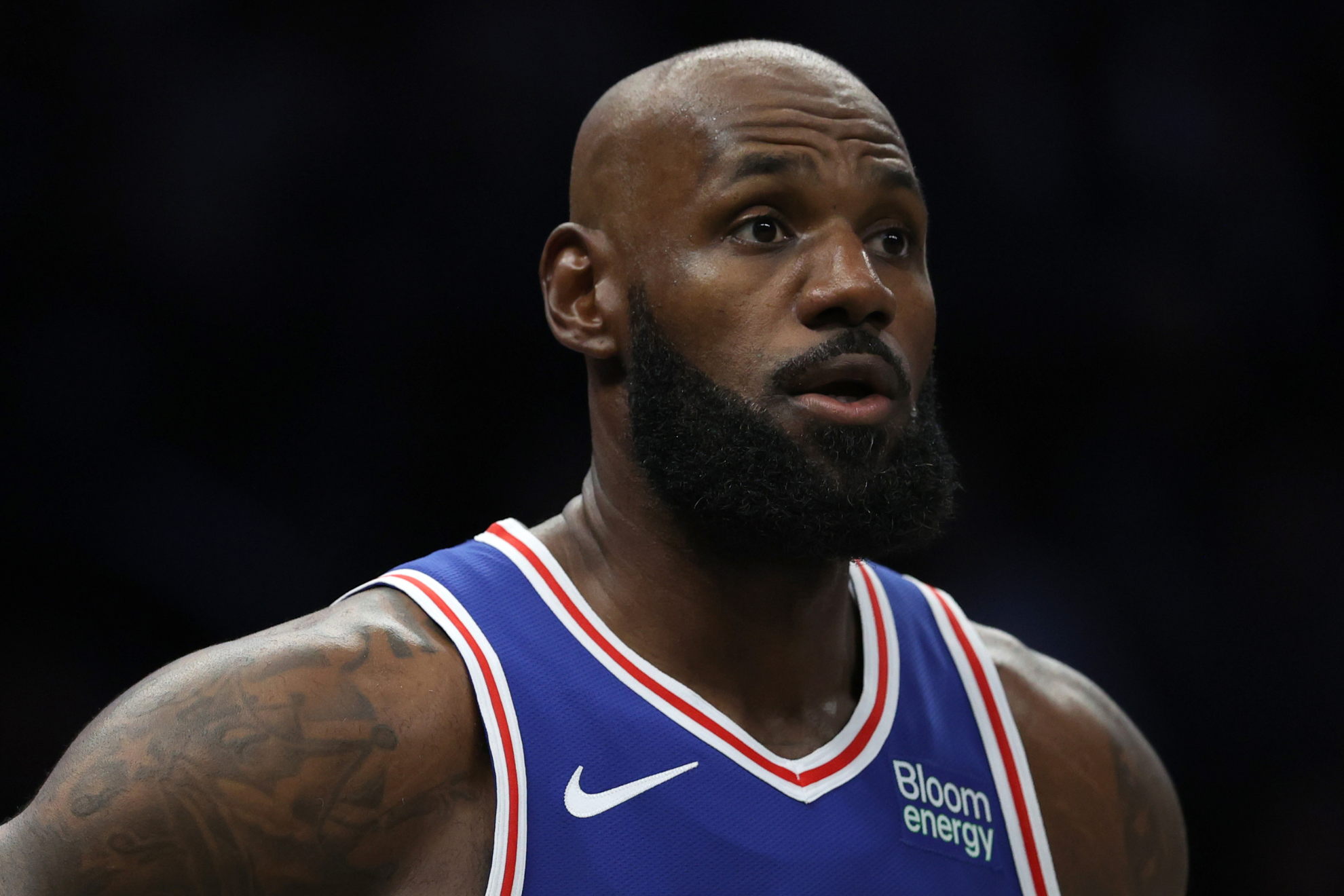 LeBron James during an NBA Preseason game with the Philadelphia 76ers ahead of the 2026-27 regular season.