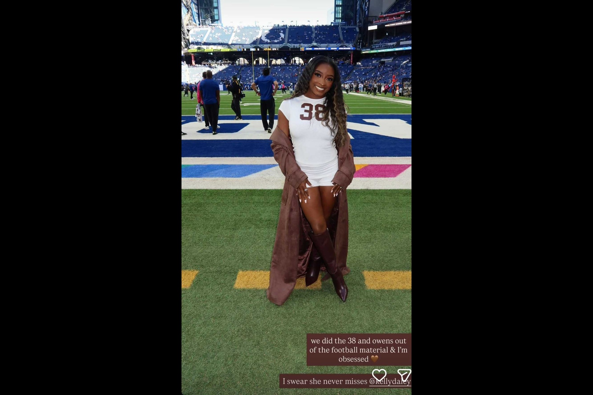 Simone Biles at the Lucas Oil Stadium in Indianapolis Instagram