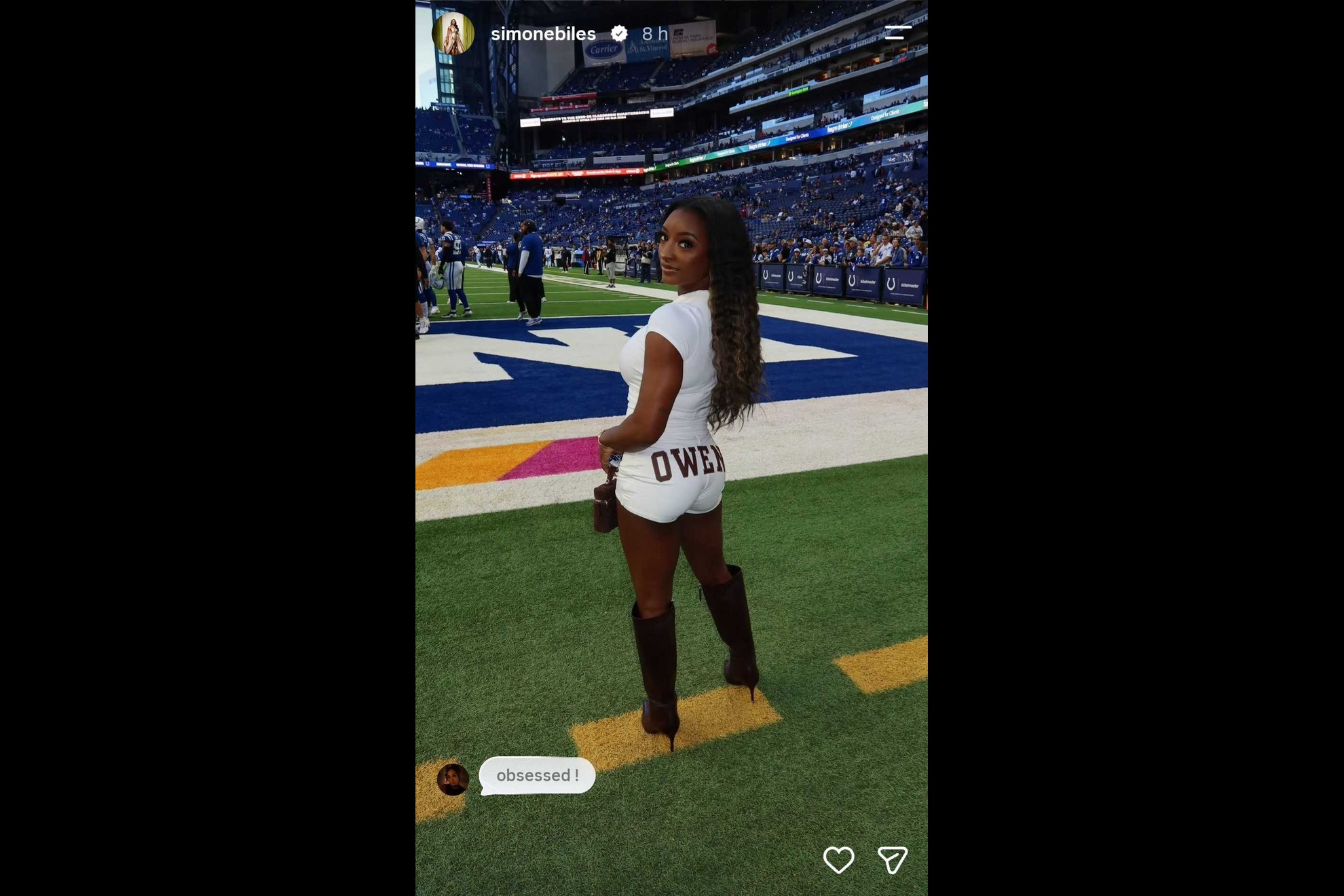 Simone Biles at the Lucas Oil Stadium in Indianapolis