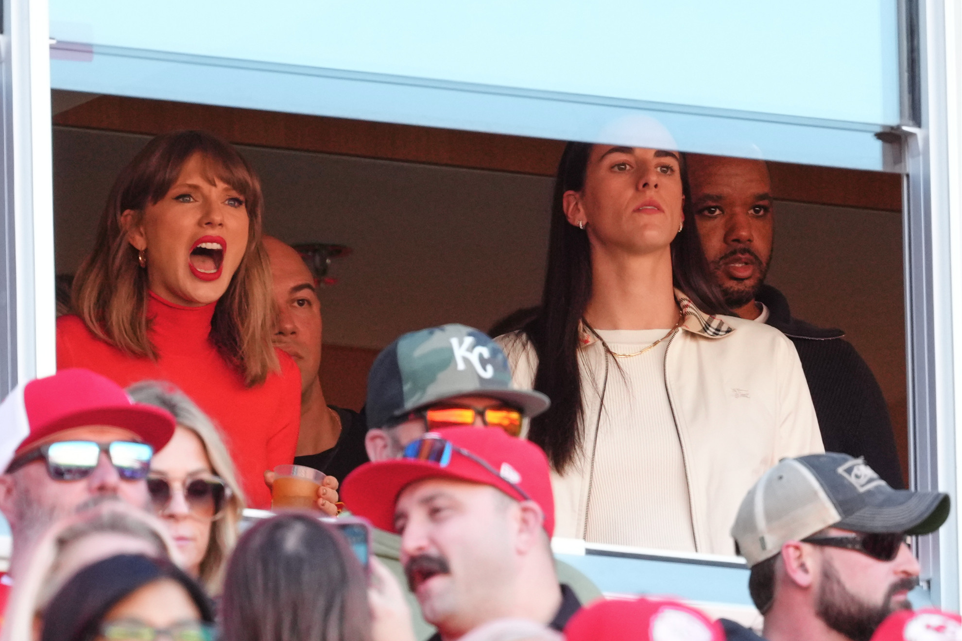 The singer cleared a path through the crowd to get next to the WNBA star, leaving Clark seemingly surprised by the effort