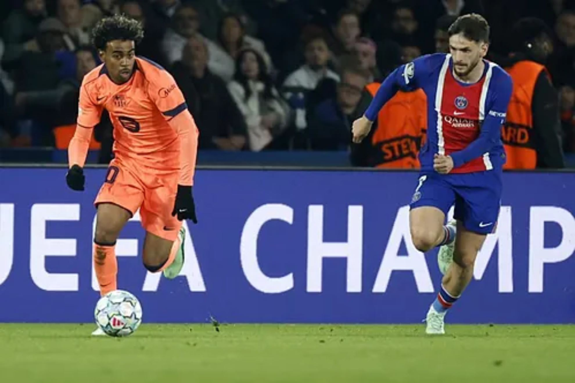 Lamine Yamal, during a moment in the match against PSG