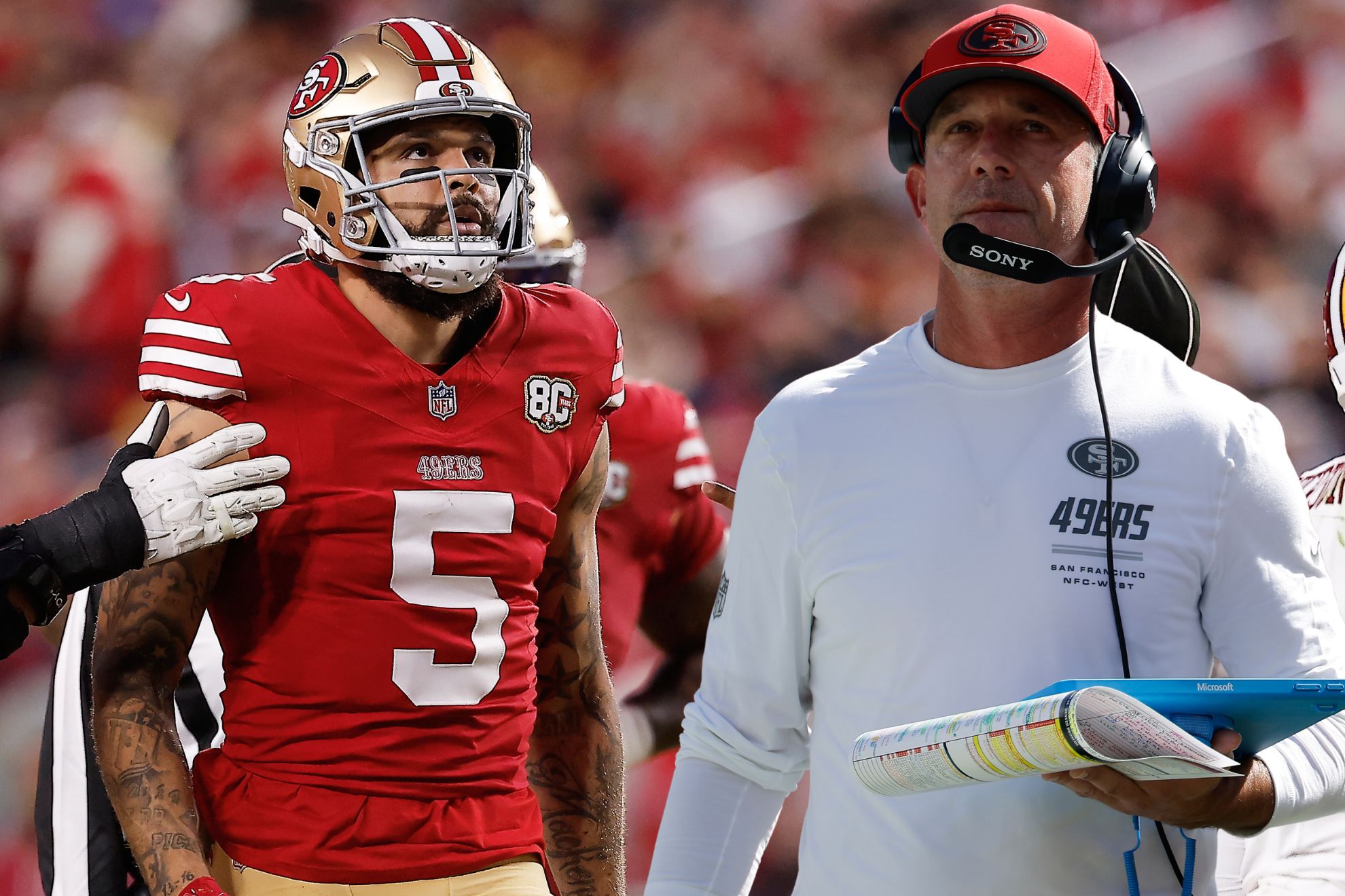 Mike Evans & head coach Kyle Shanahan