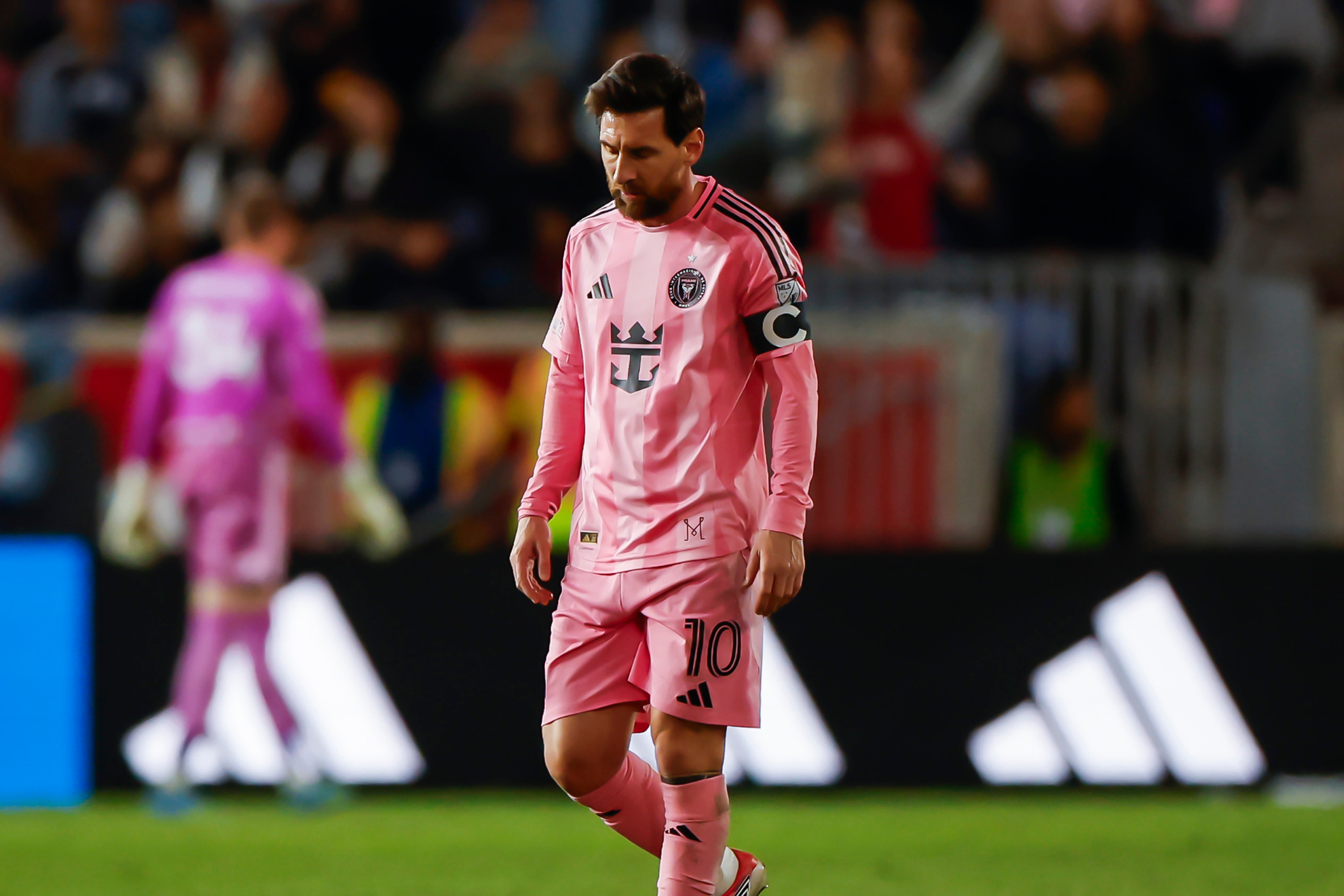 Lionel Messi laments after Inter Miami gave up a second goal to the New York Red Bulls.