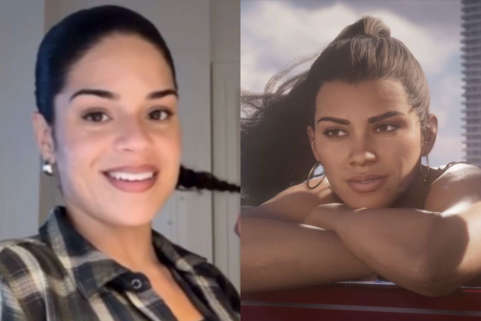 Manni L. Perez (left), the unconfirmed voice actress for Lucia (right) in Grand Theft Auto VI.