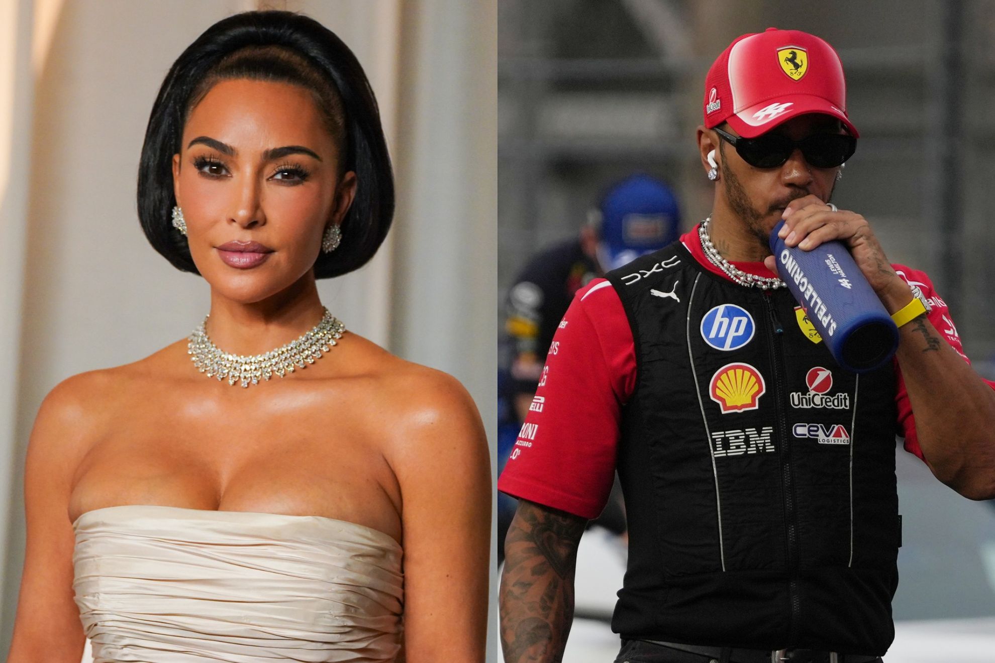Kim Kardashian and Lewis Hamilton AP