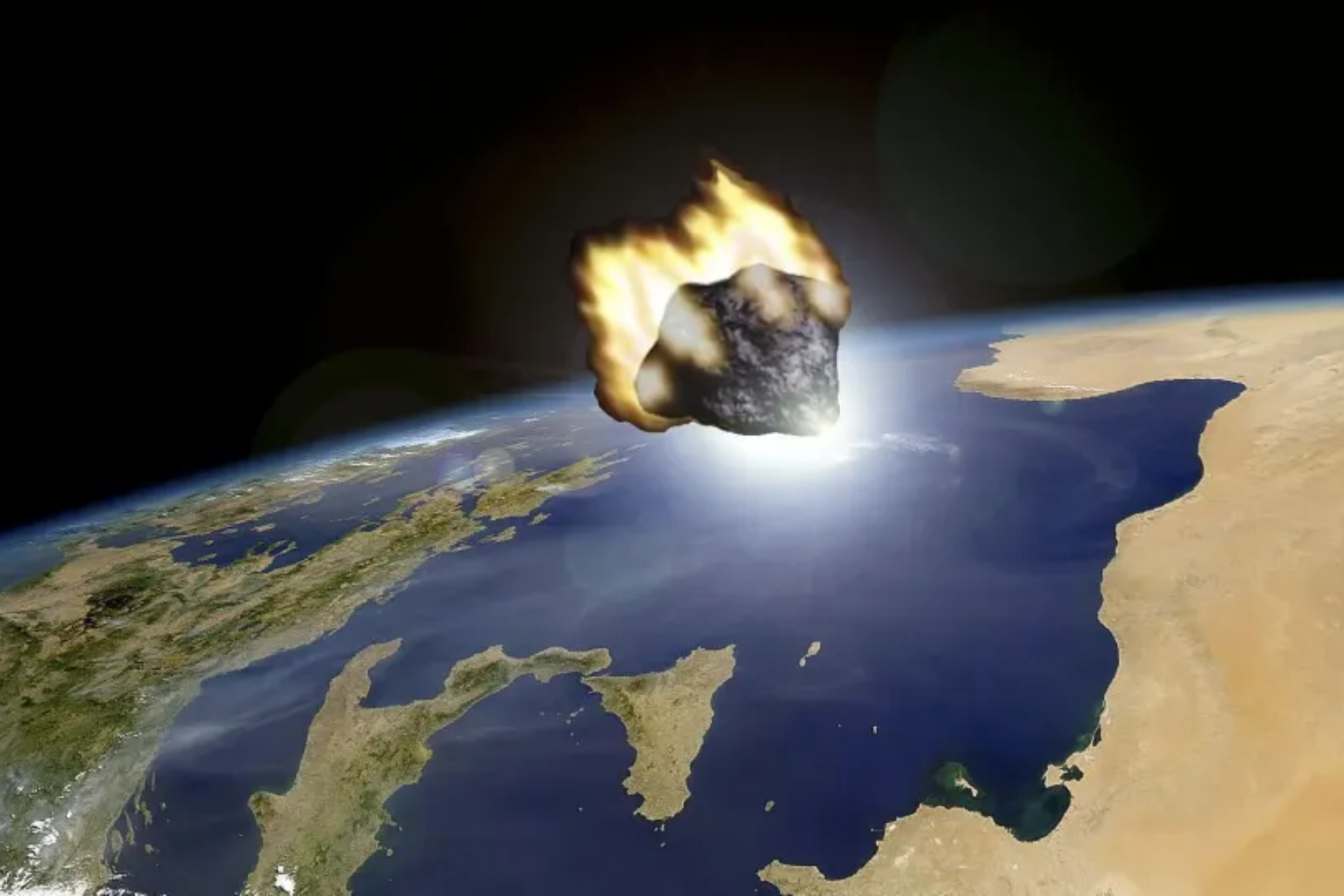 Stock image of an asteroid and Earth. Pixabay