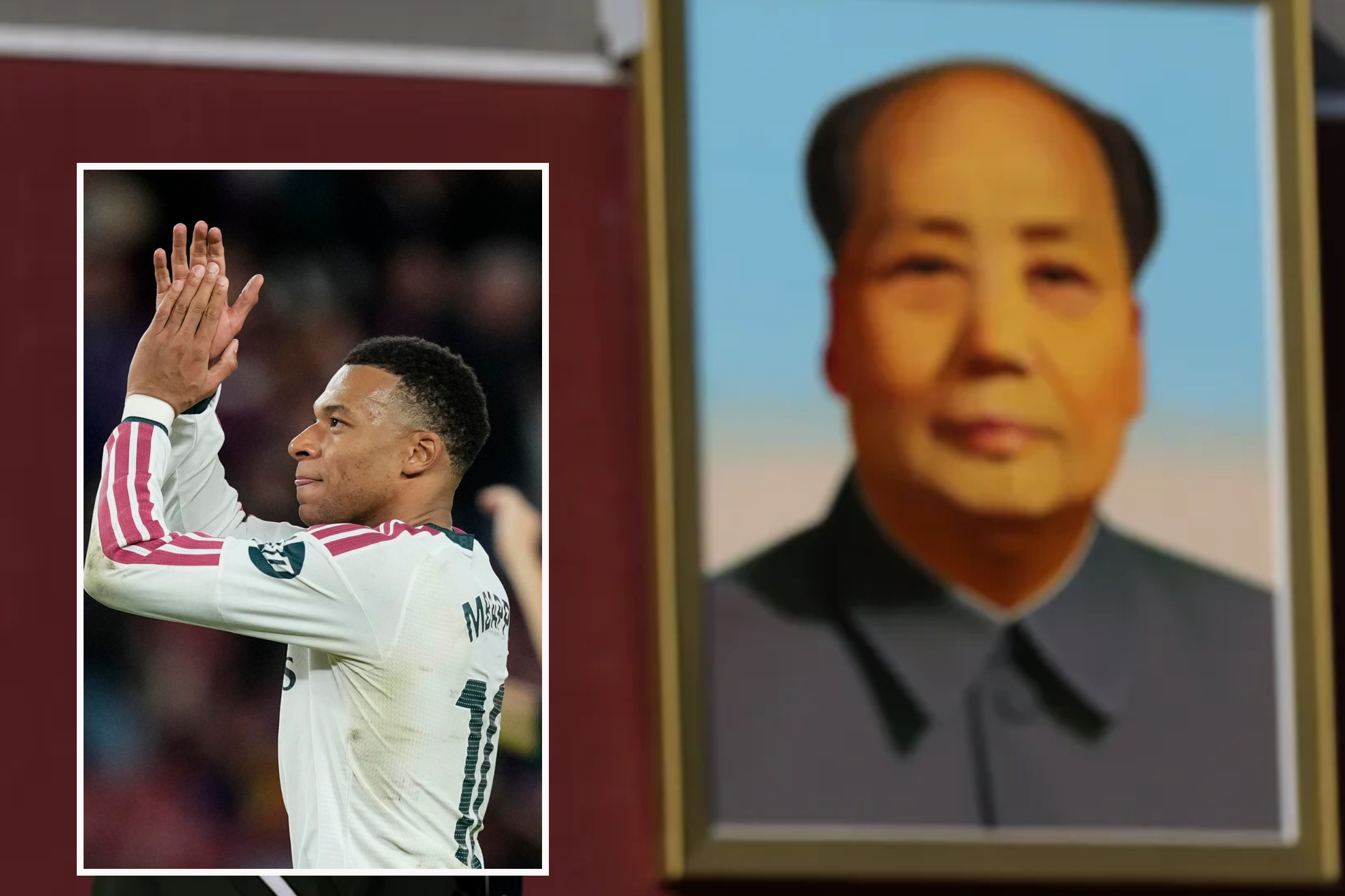 Kylian Mbappé y Mao Zedong. LAPRESSE | X