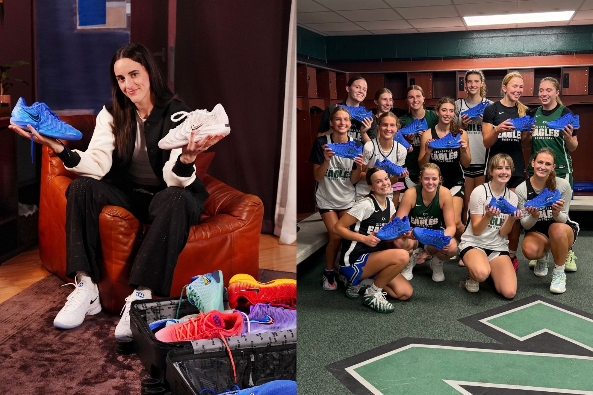 Caitlin Clark / The girls’ basketball team poses with the Caitlin 1s