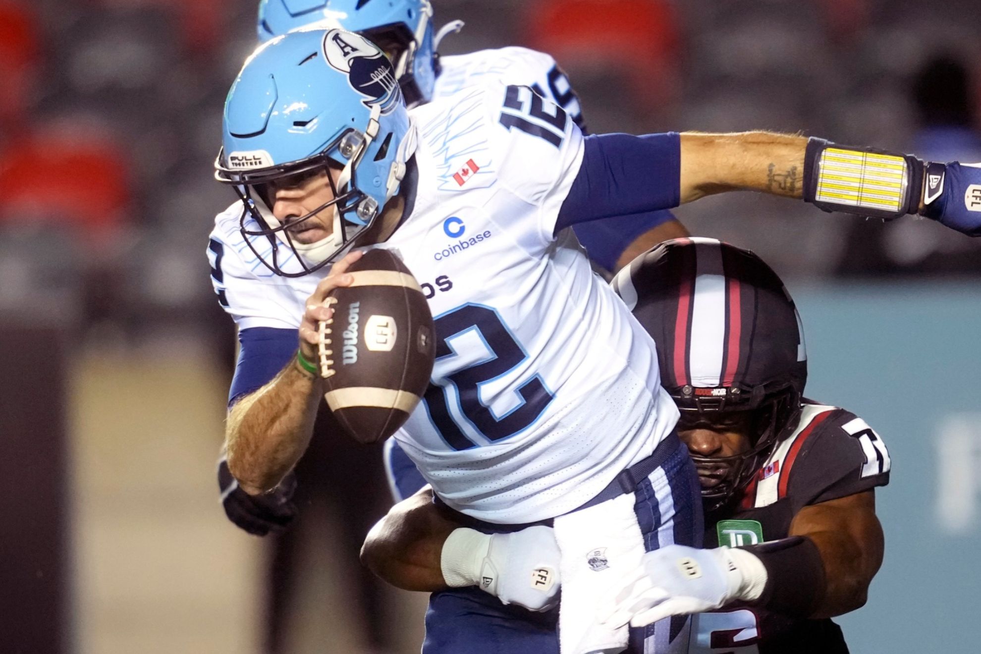 Toronto Argonauts quarterback Chad Kelly (12)