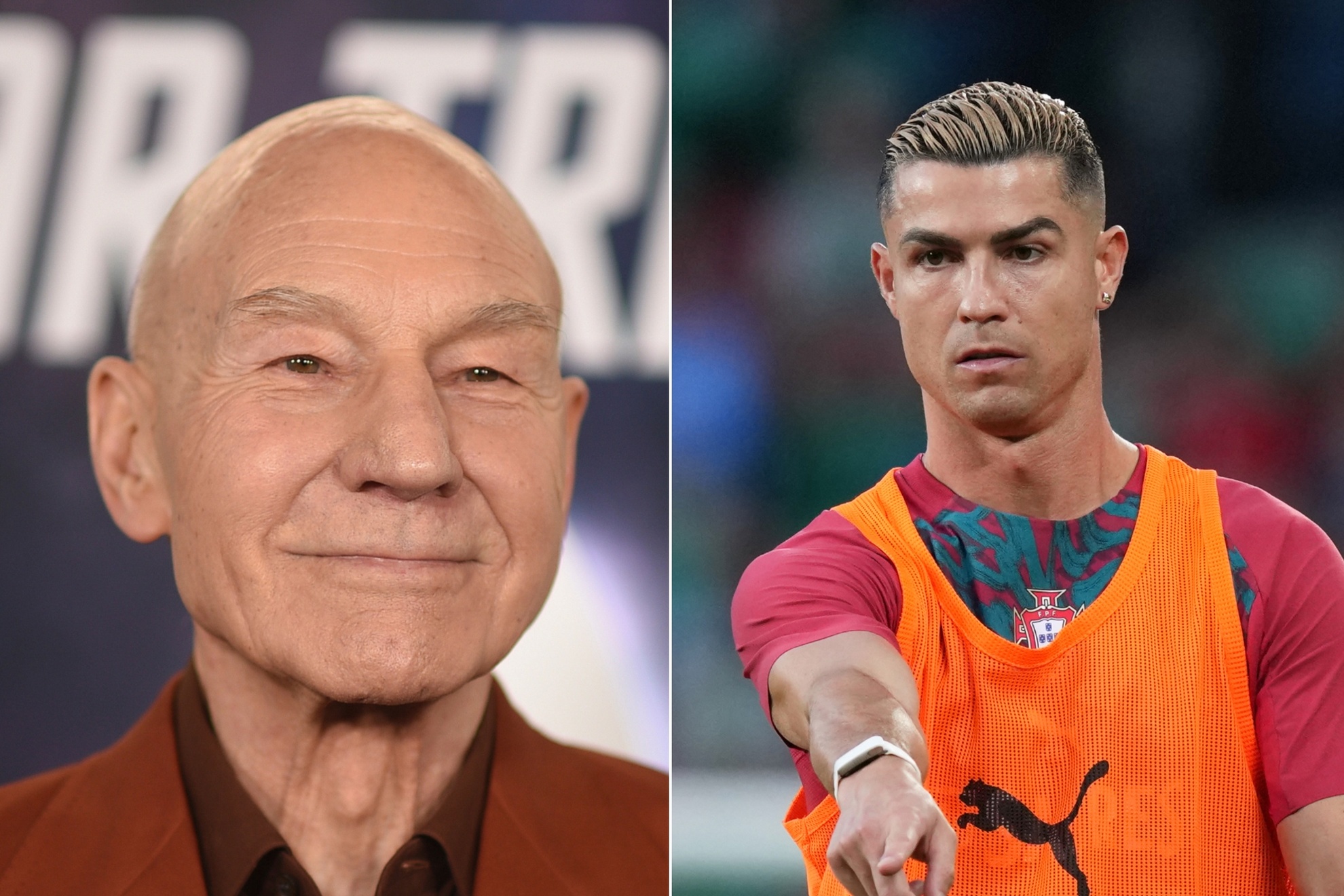Patrick Stewart and Cristiano Ronaldo LAPRESSE