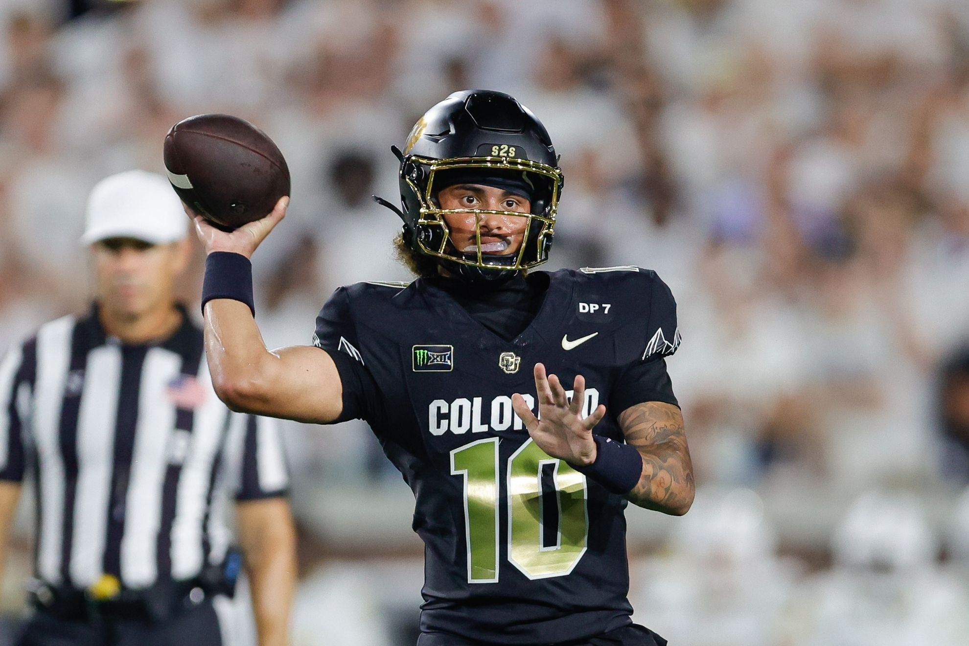 Colorado quarterback Julian Lewis (10) passes the ball during an NCAA college football game against Georgia Tech in Atlanta